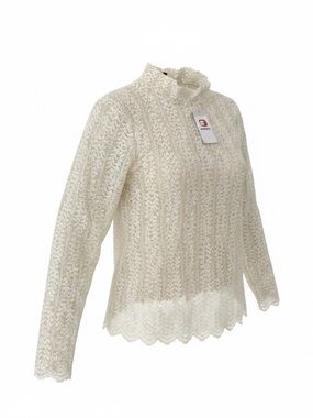 Buckle Cream Lace Long Sleeve Blouse